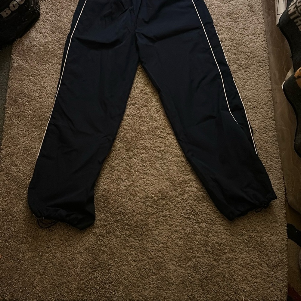 Navy Track Pants with White Stripes